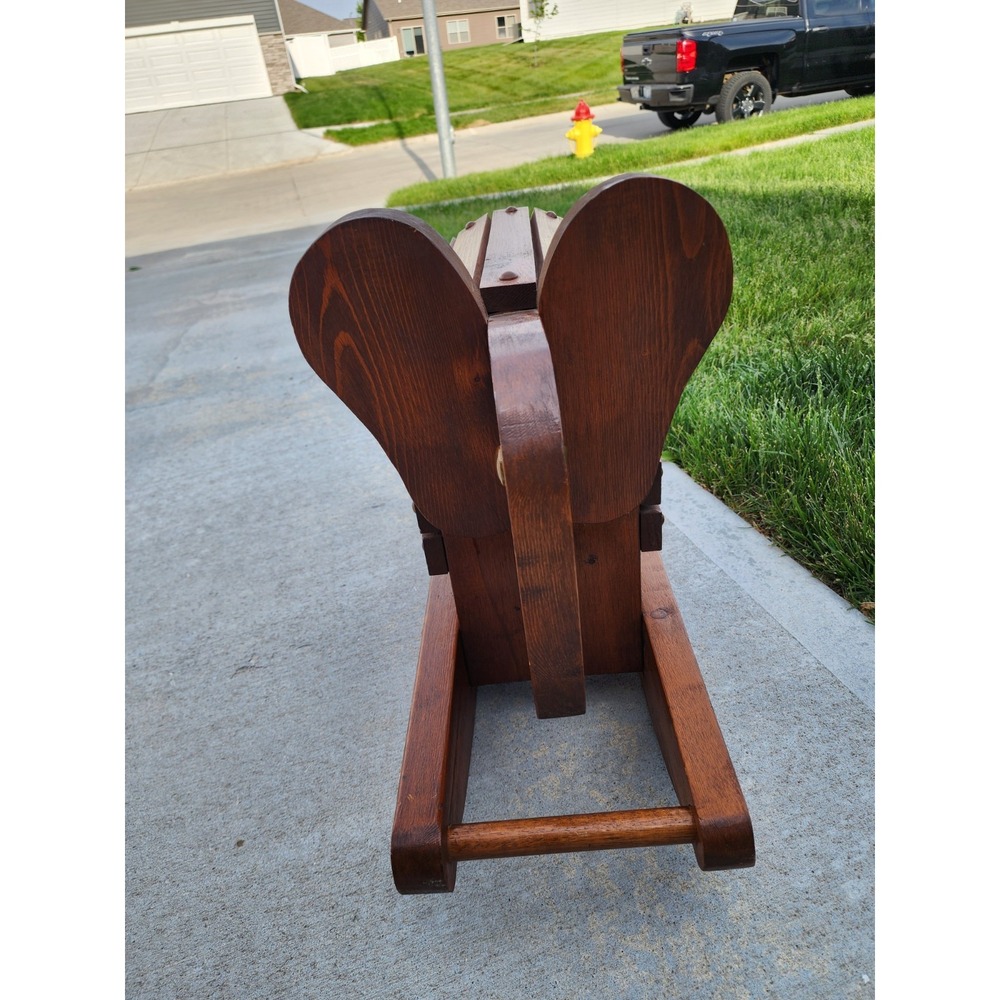 Mid-Century Modern Wooden Rocking Elephant Handmade Child Rocking Toy Home Decor - Picture 2 of 10